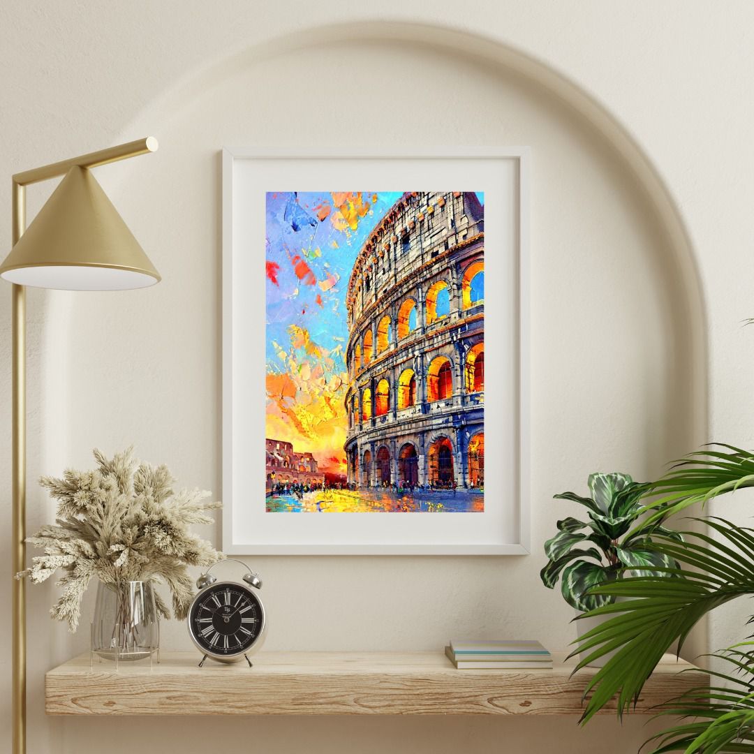 Vibrant Colosseum at Sunset