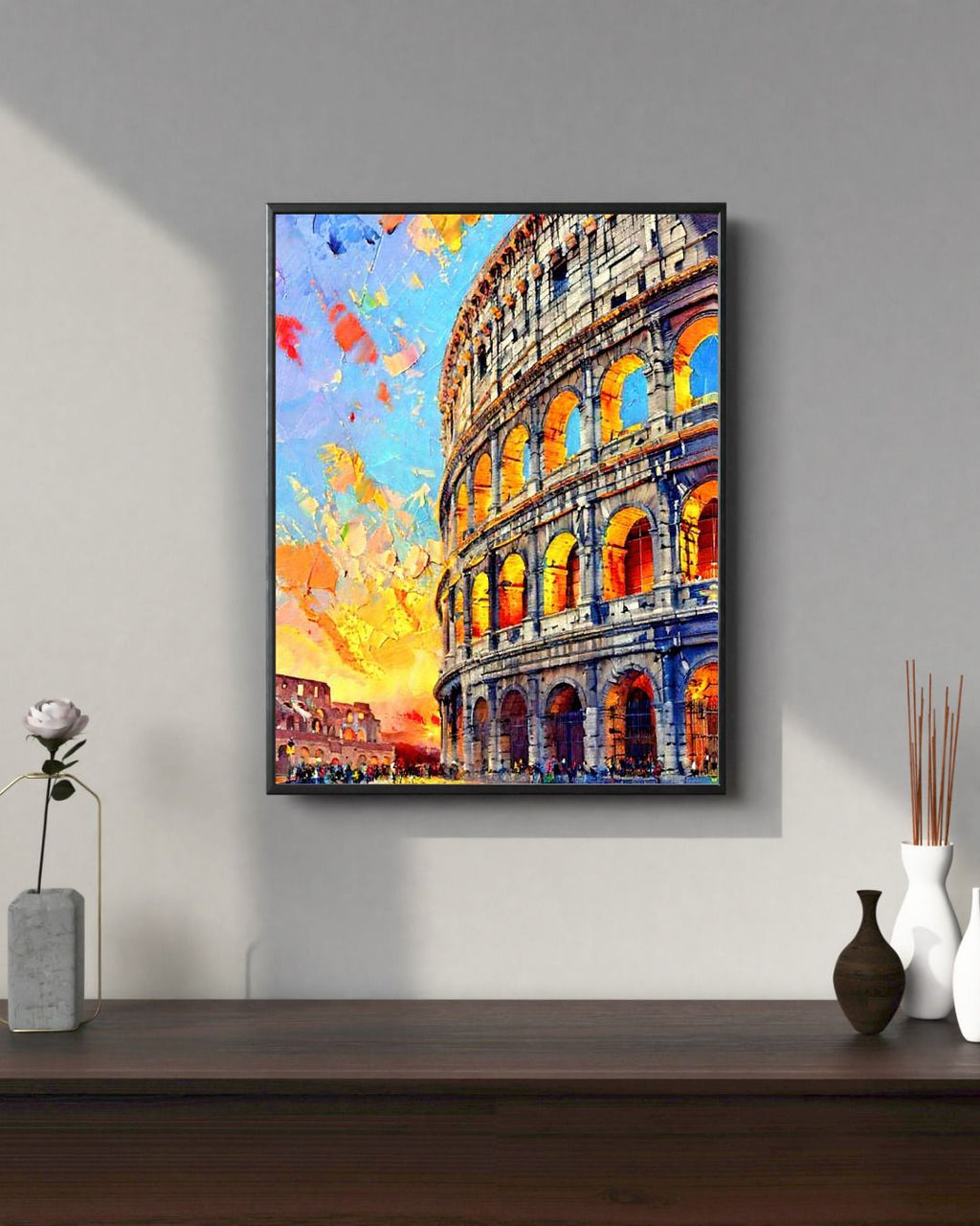 Vibrant Colosseum at Sunset