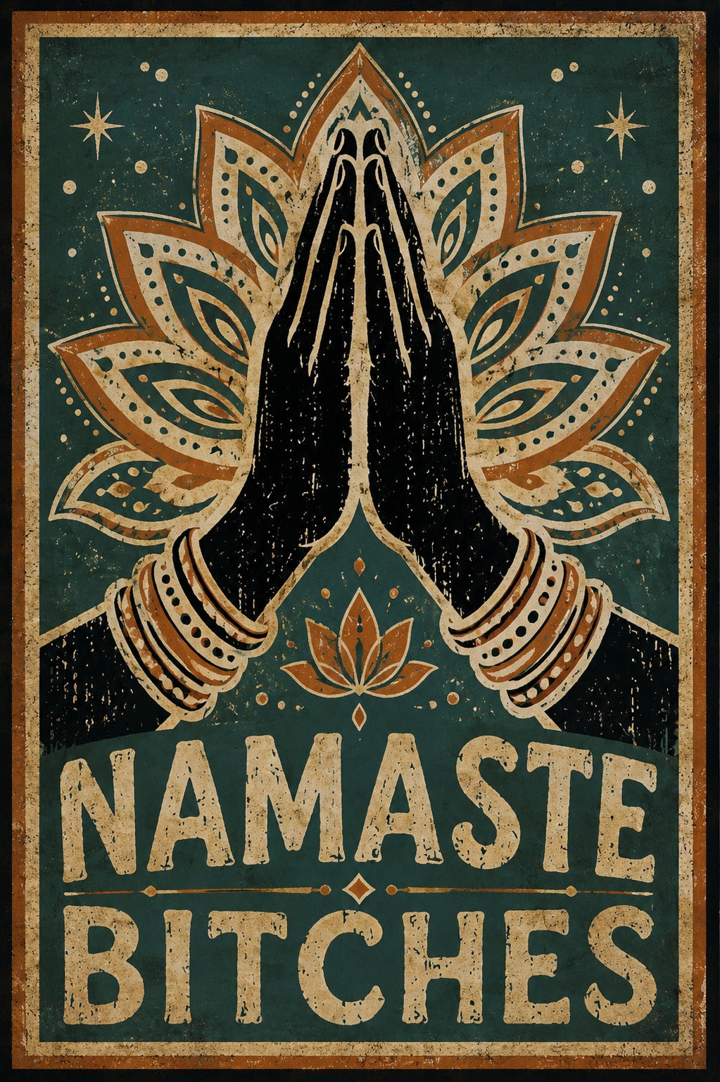 Namaste Bitches - Vintage Yoga Poster