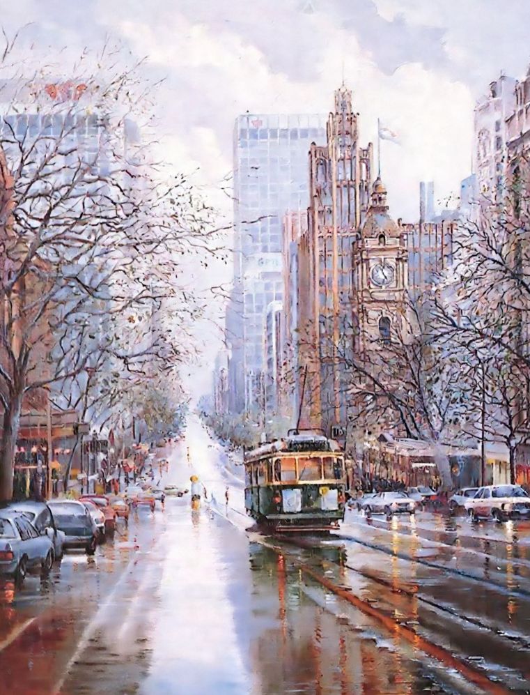 Rainy Tram on Collins Street